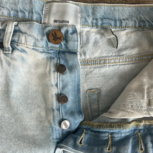 One Teaspoon Light Blue Distressed Jean Shorts - Picture 6 of 6